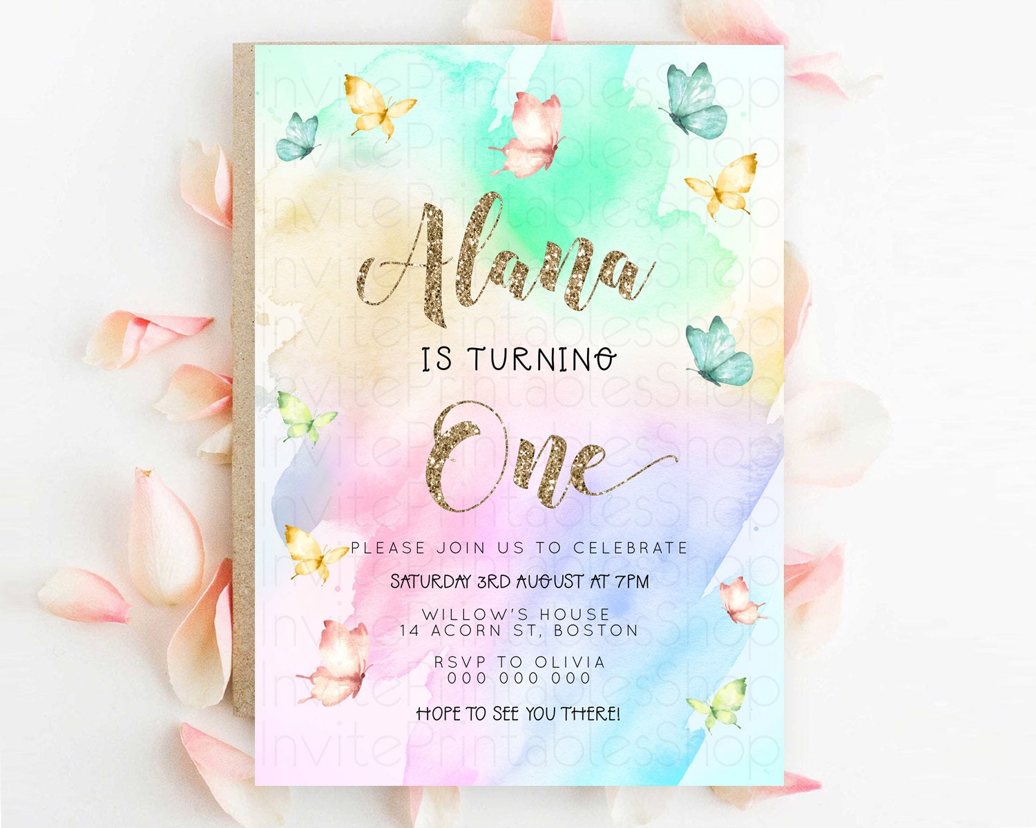 Editable Pastel Butterfly Birthday Invitation Butterfly Birthday Invitation