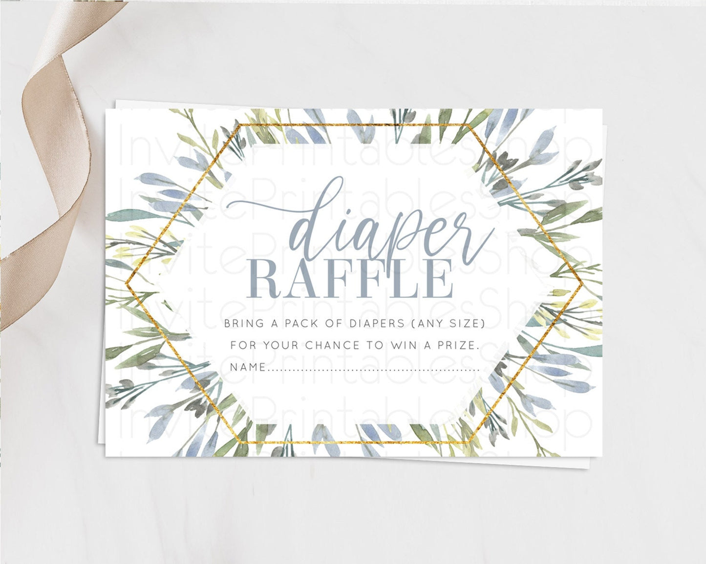 Leafy Diaper Raffle Card Green Leaf Diaper Raffle Insert Greenery Eucalyptus Diaper Ticket Fern Spray Leaves Watercolor Raffle Game D10532