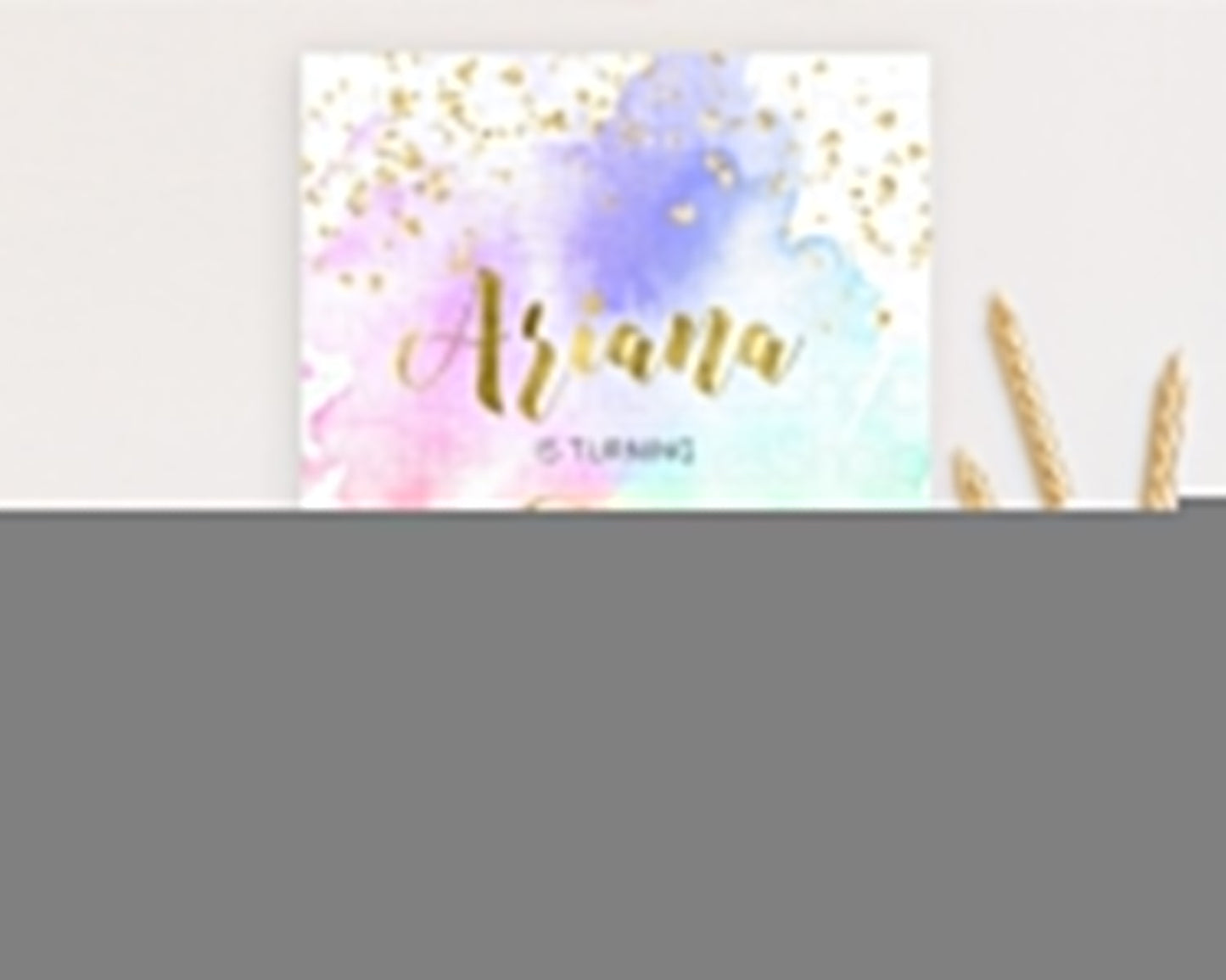 Rainbow Birthday Invitation Colorful Pastel Watercolor Invitation Gold Glitter Sprinkles Ombre Pastel 1st 2nd 3rd Birthday D10876