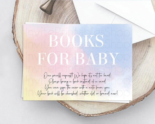 Editable Pastel Books For Baby Card Pastel Rainbow Book Insert Colorful Ombr