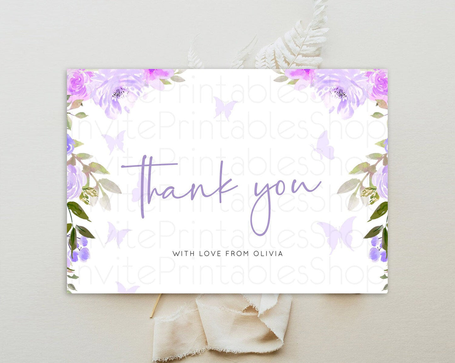 Secret Garden Thank You Wildflower Thank You Card Pastel Flower Garden Birthday Thank You Card Boho Floral Teacher Thank You Card D10719