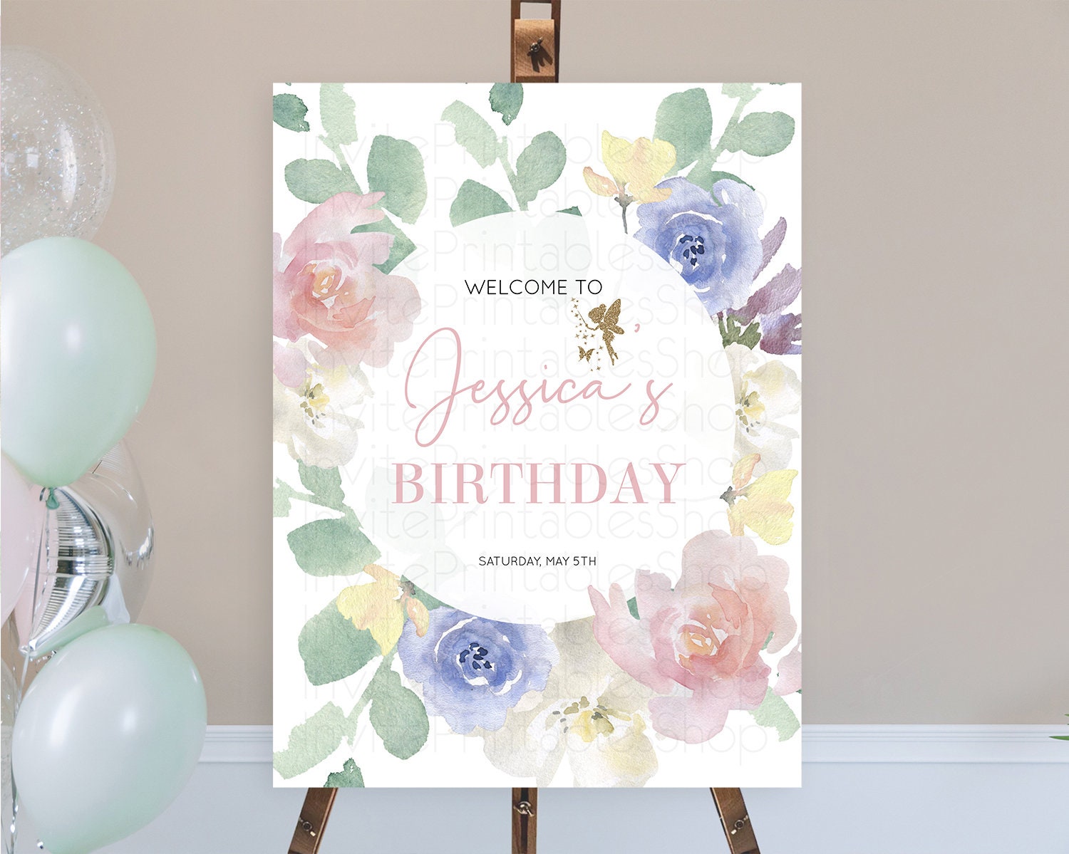 Editable Fairy Welcome Sign Fairy Welcome Board Enchanted Garden Pastel Flor