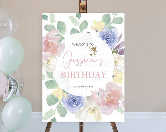 Editable Fairy Welcome Sign Fairy Welcome Board Enchanted Garden Pastel Flor