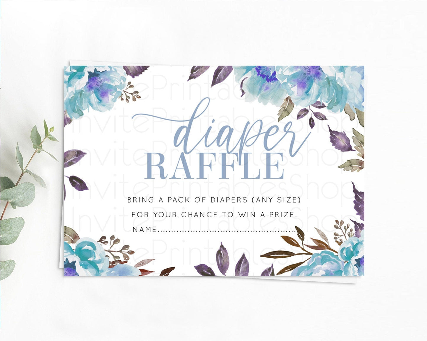 Secret Garden Diaper Raffle Card Boho Wildflower Diaper Raffle Insert Pastel Flower Garden Baby Shower Card Flower Raffle Game D10730