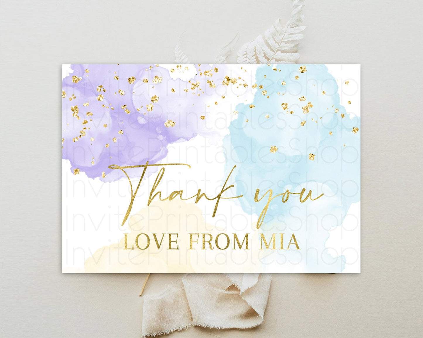 Pastel Thank You Rainbow Thank You Card Colorful Pastel Birthday Thank You Card Confetti Watercolor Pastel Teacher Thank You Cards D10206