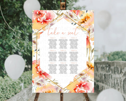 Editable Secret Garden Seating Chart Wildflower Seating Chart Pastel Flowers