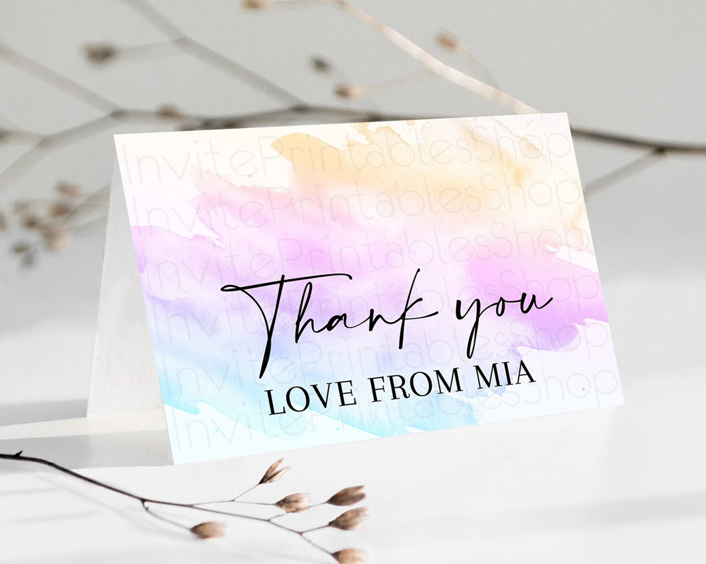 Editable Pastel Thank You Rainbow Thank You Card Colorful Pastel Birthday Th