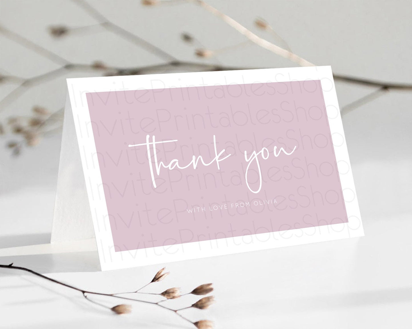 Pink Thank You Pastel Pink Thank You Card Pink Birthday Thank You Card Modern Pink Cards Simple Pink Teacher Thank You Card Template D10940