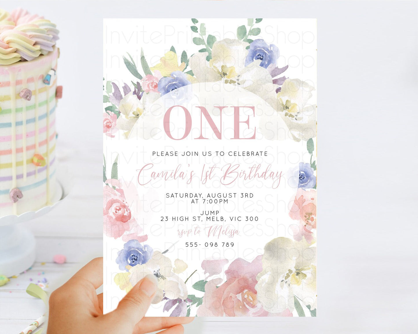 Secret Garden Invitation Wildflower Birthday Invitation Pastel Flowers Invite Enchanted Garden Boho Floral 3rd 2nd First Birthday D10841