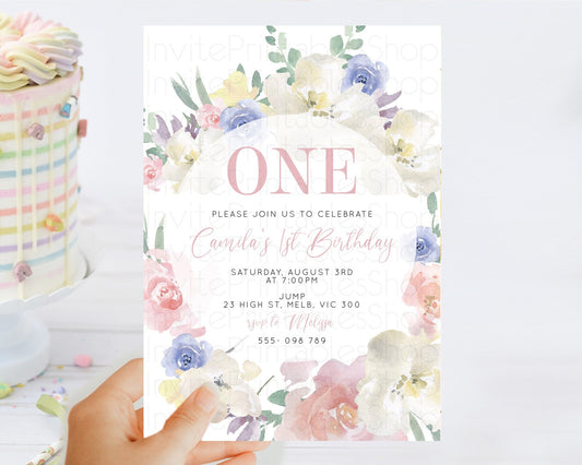 Secret Garden Invitation Wildflower Birthday Invitation Pastel Flowers Invite Enchanted Garden Boho Floral 3rd 2nd First Birthday D10841