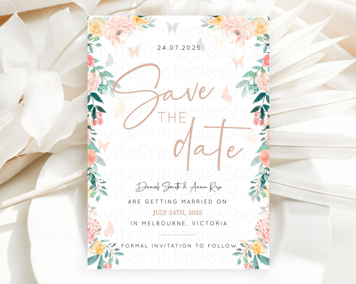 Wildflower Save The Date Template Secret Garden Save The Date Pastel Floral Garden Party Boho Flowers Birthday Baby Shower Wedding D10706