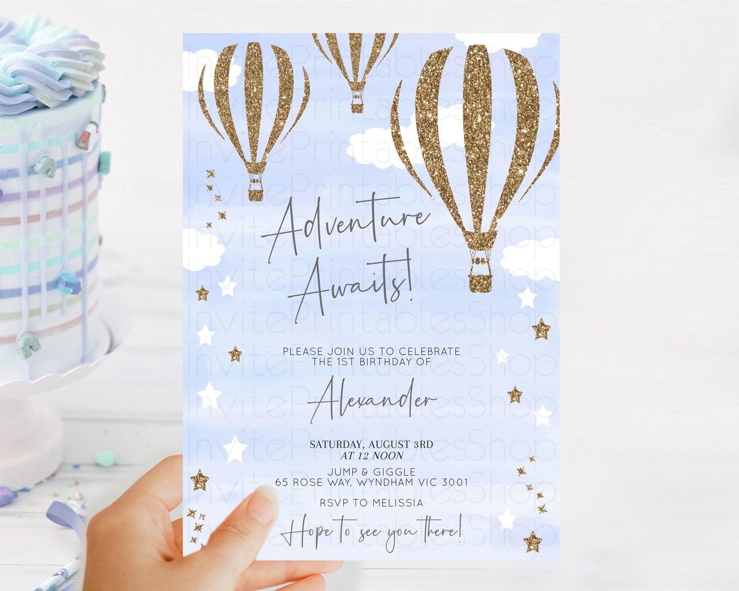 Editable Hot Air Balloon Birthday Invitation Hot Air Balloon Invites Adventu