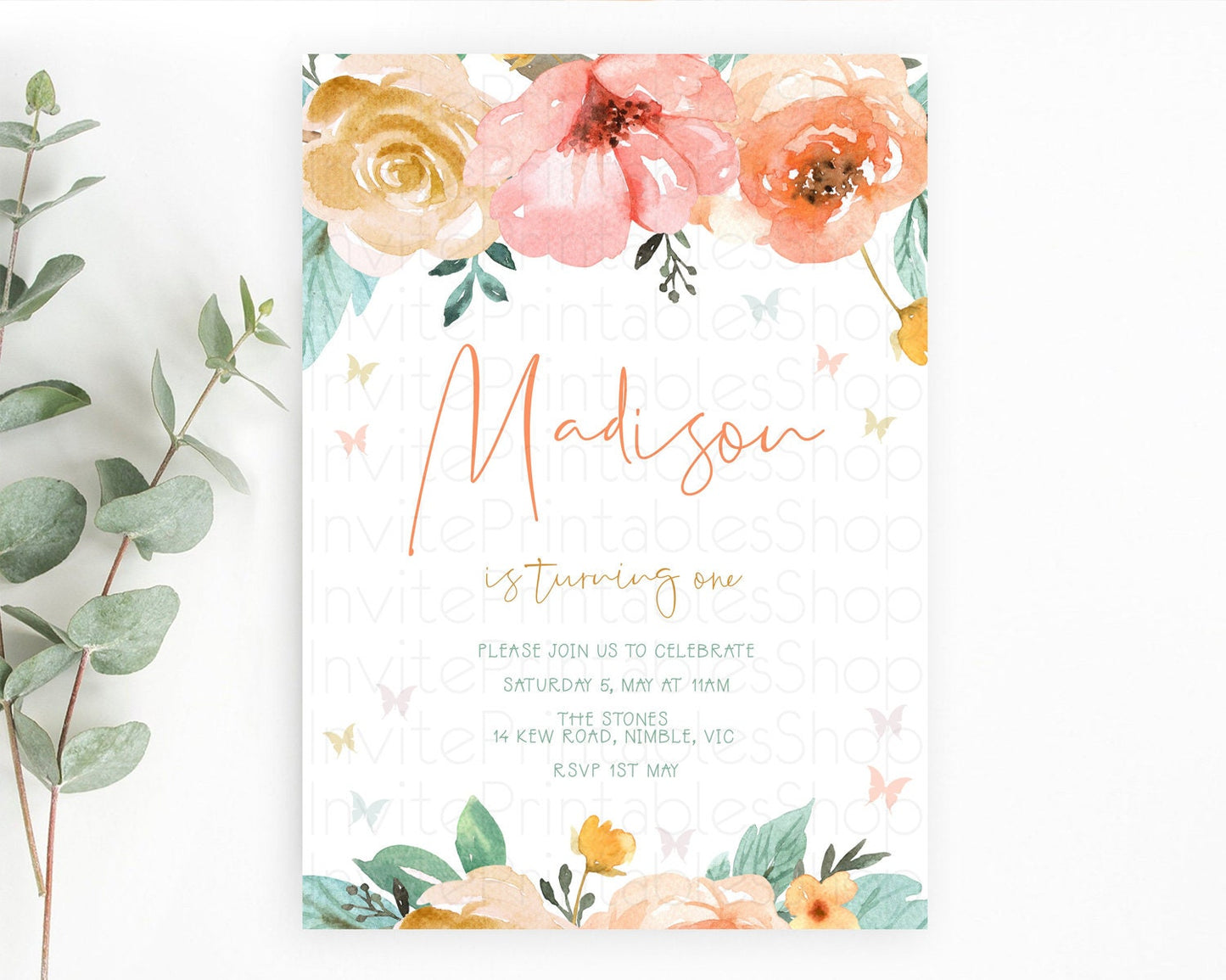 Secret Garden Invitation Wildflower Birthday Invitation Pastel Flowers Invite Enchanted Garden Boho Floral 3rd 2nd First Birthday D10347