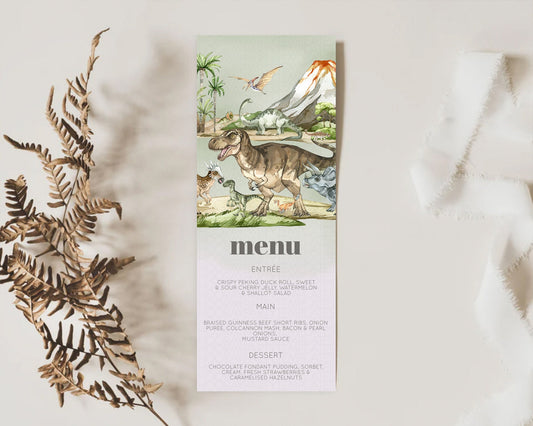 Editable Dinosaur Menu Dinosaur Volcano Menu Template Dinosaur Table Decor W