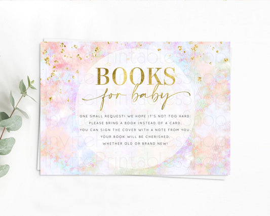 Pastel Books For Baby Card Pastel Rainbow Book Insert Colorful Ombre Watercolor Book Card Confetti Glitter Baby Book Poem Request D10649