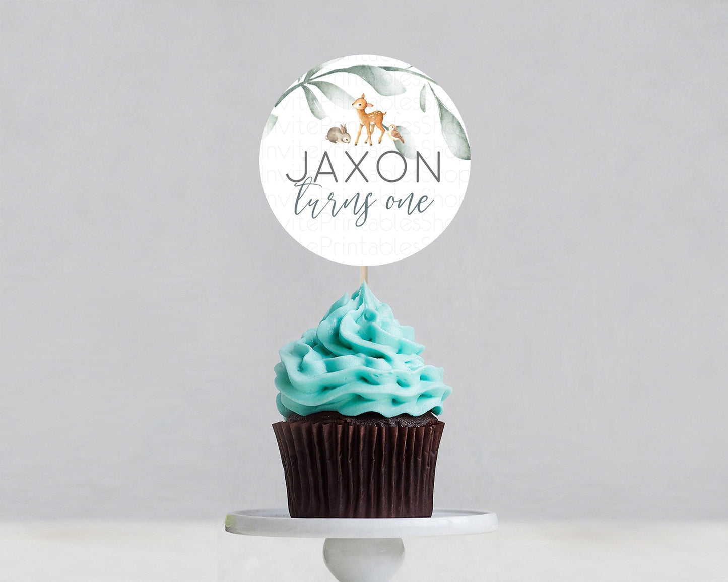 Fawn Cupcake Toppers Deer Cupcake Toppers Enchanted Forest Party Butterfly Pastel Flowers Woofland Cupcake Toppers First Birthday D10872