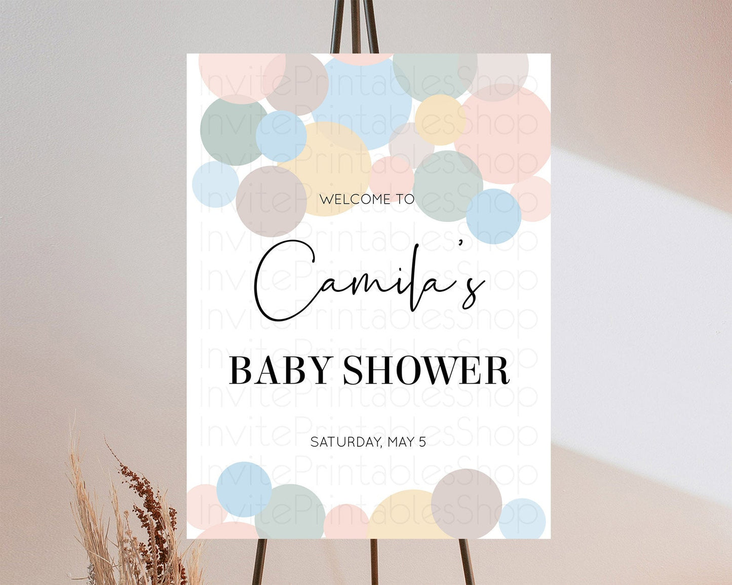 Rainbow Baby Shower Welcome Sign Pastel Welcome Board Pastel Rainbow Confetti Welcome Sign Colorful Bubbles Pastel Welcome Sign D10602