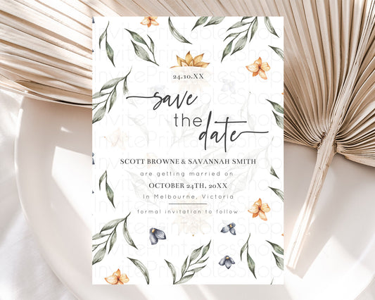 Wildflower Save The Date Template Secret Garden Save The Date Pastel Floral Garden Party Boho Flowers Birthday Baby Shower Wedding D10544