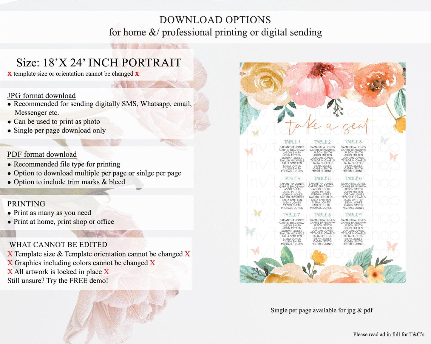 Secret Garden Seating Chart Wildflower Seating Chart Pastel Flowers Seating Chart Enchanted Garden Boho Floral Take A Seat Decor D10347