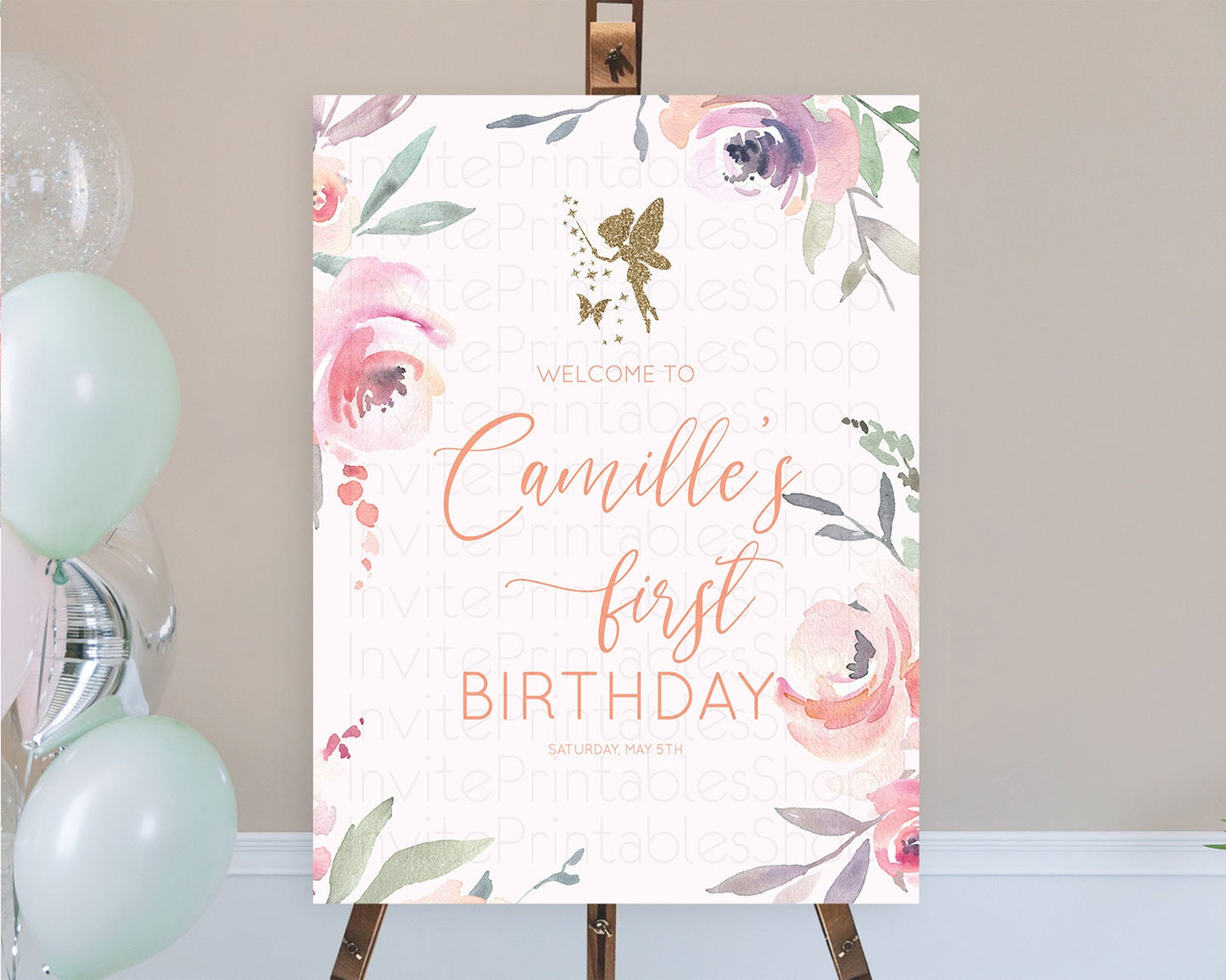 Fairy Welcome Sign Fairy Welcome Board Enchanted Garden Pastel Floral Butterfly Decor Secret Garden First Birthday Welcome Sign D10197