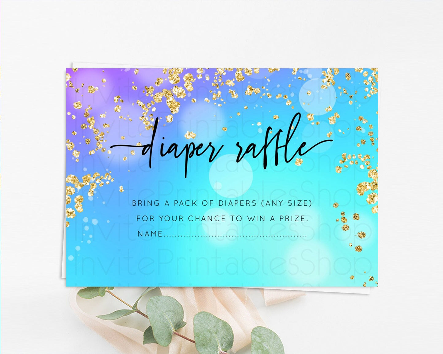 Mermaid Diaper Raffle Card Pastel Mermaid Diaper Raffle Insert Rainbow Fish Diaper Ticket Colorful Under Sea Baby Shower Raffle Game D10573