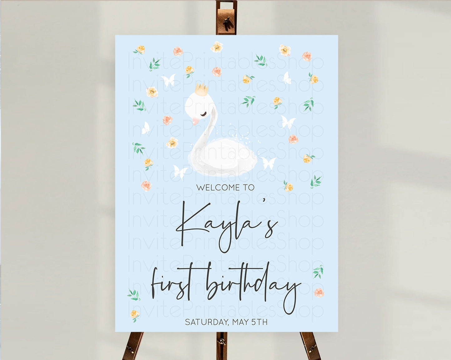 Swan Welcome Board Swan Princess Ballet Welcome Sign Enchanted Swan Lake Secret Garden Pastel Floral First Birthday Welcome Sign D10903