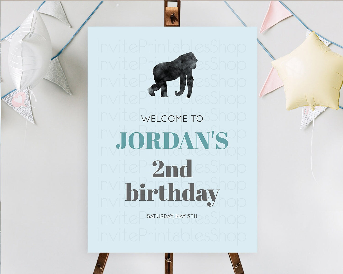 Gorilla Welcome Sign Gorilla Welcome Board Gorilla Party Welcome Poster Safari Adventure Decor Gorilla First Birthday Welcome Sign D10799