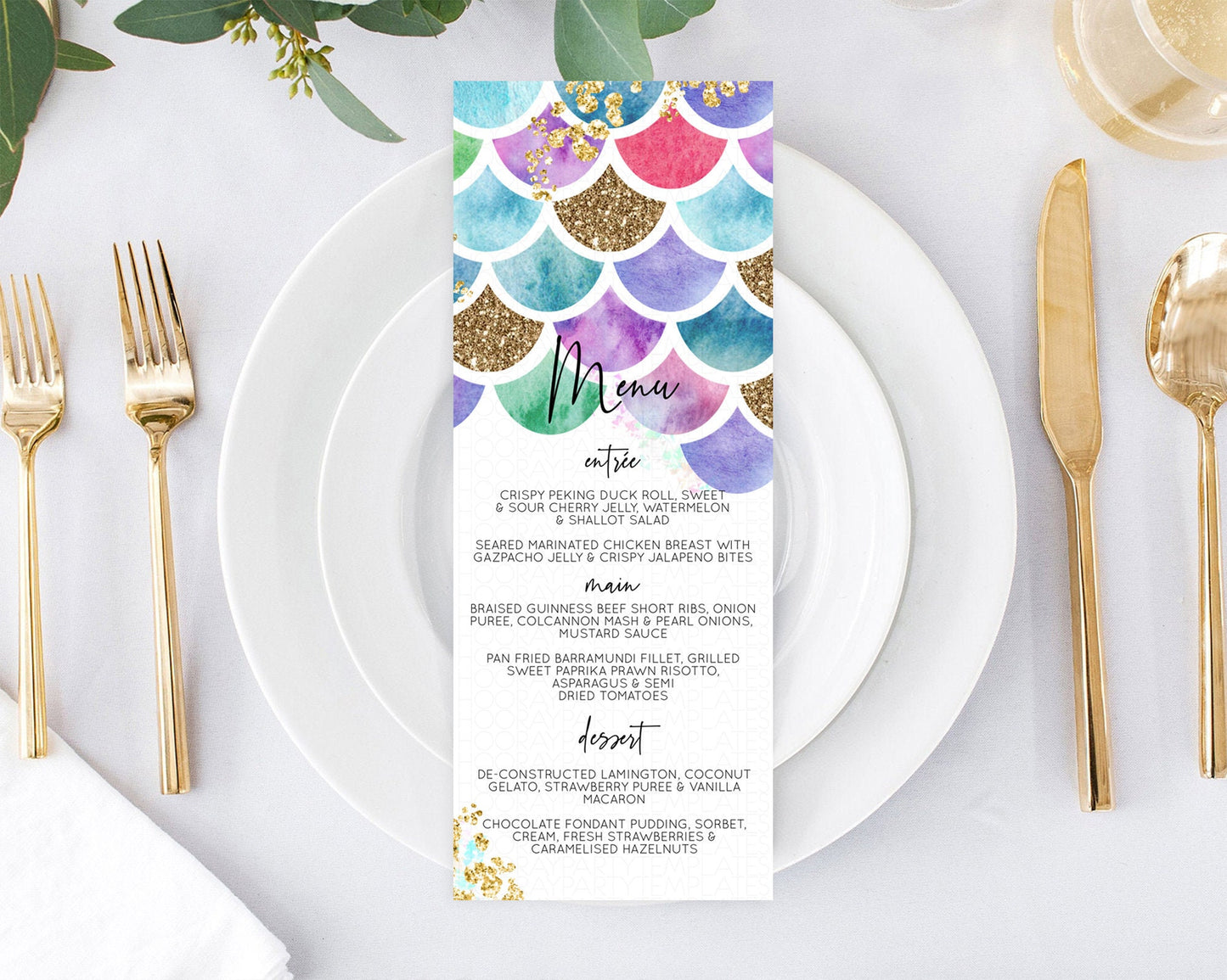 Rainbow Fish Menu Template Rainbow Fish Menu Watercolor Mermaid Décor Rainbow Under Sea Pastel Dinner Dessert Menu Rainbow Food Menu D10581