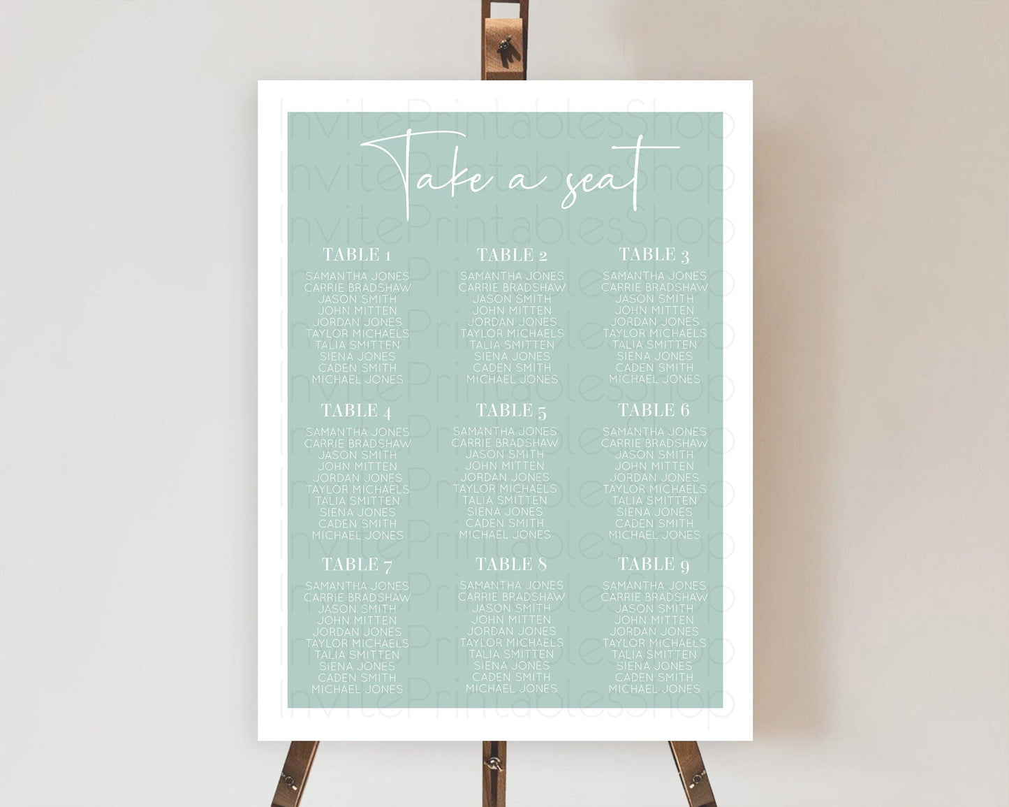 Green Seating Chart Plain Green Seating Sign Minimalist Green Seating Sign Pastel Green Table Number Sign Take A Seat Blue Decor D10736