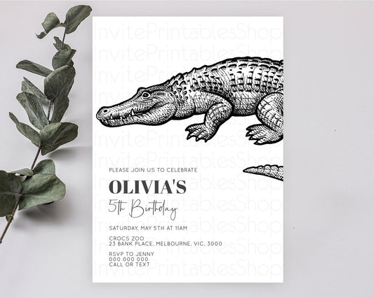 Editable Crocodile Birthday Invitation Alligator Birthday Invitation Later A