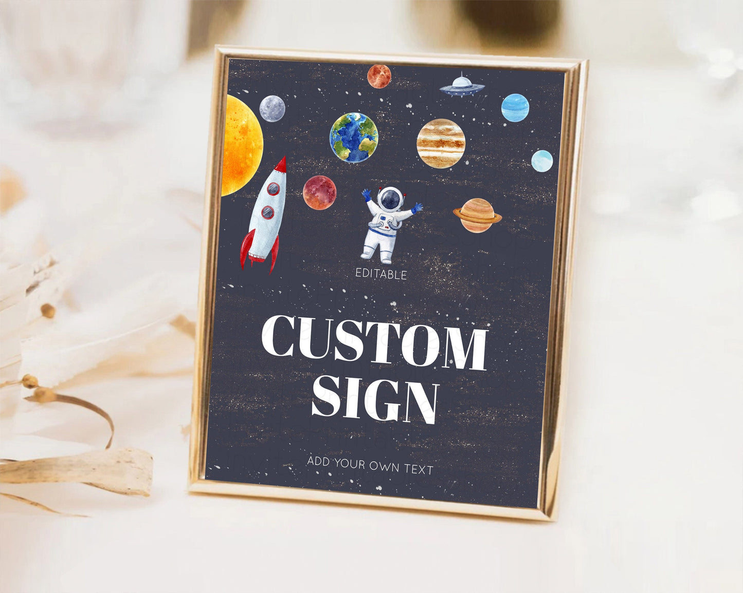 Space Table Sign Decor Galaxy Space Adventure Party First Trip Around the Sun Planets Solar System 1st Birthday Baptism Baby Shower  D10144