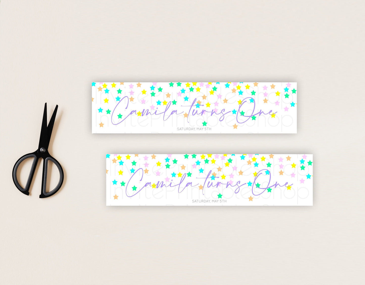 Twinkle Stars Water Label Template Pastel Twinkle Little Star Party Decor Shooting Star Confetti 1st Birthday Baptism Baby Shower D10395