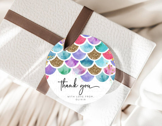 Rainbow Fish Thank You Gift Tags Rainbow Fish Birthday Thank You Tags Watercolor Mermaid Rainbow Under Sea Pastel First Birthday D10581