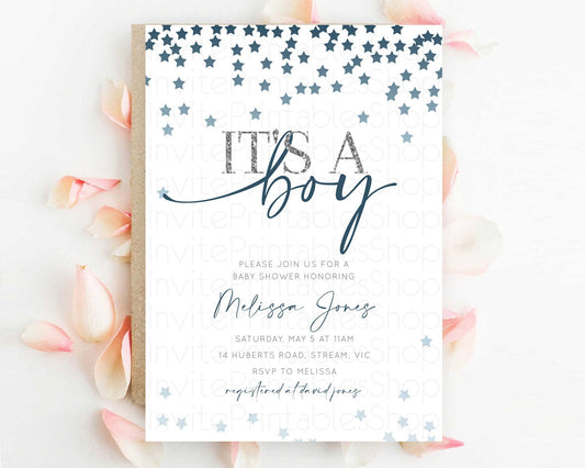 Editable Twinkle Star Baby Shower Invitation Pastel Twinkle Star Invitation