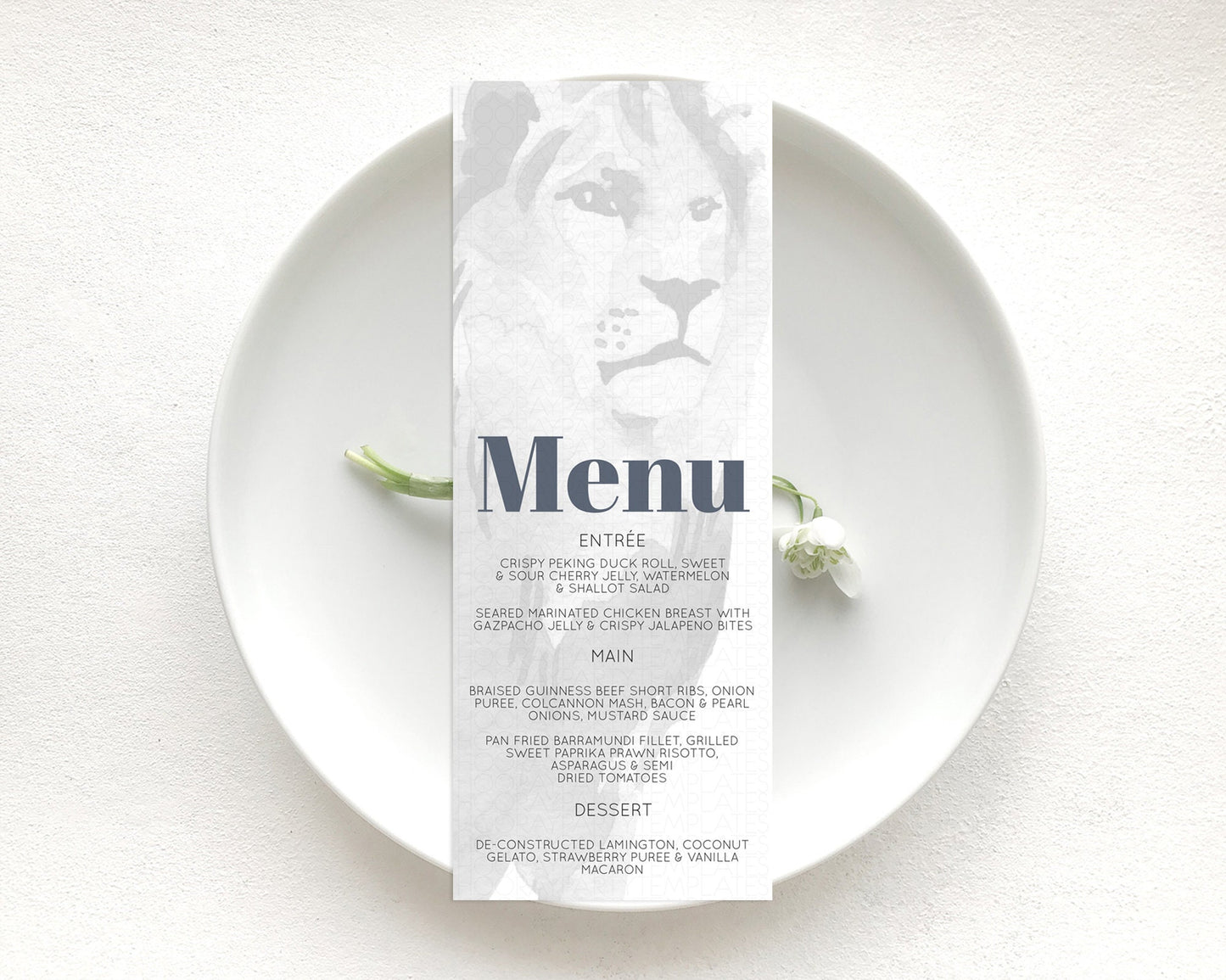 Lion Menu Lion Menu Template Lion Party Table Decor Safari Adventure Lion Menu Dried Palm Fern Lion Dinner Dessert Party Food Menu D10299