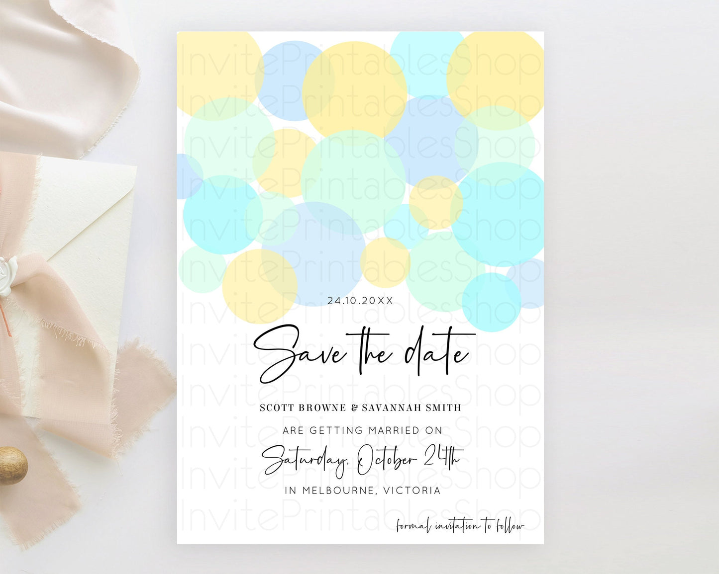 Pastel Confetti Save The Date Template Rainbow Colorful Sprinkles Party For 1st Birthday Baptism Baby Shower Wedding Bridal Shower 100206