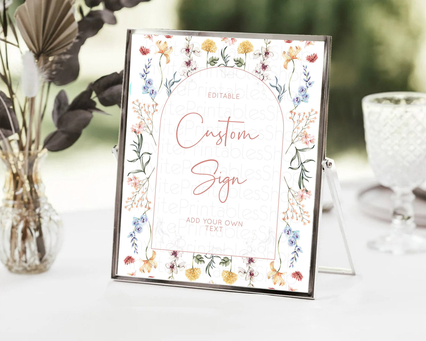 Wildflower Floral Table Sign Decor Secret Garden Sign Template Pastel Floral Garden Party Boho Flowers Birthday Baby Shower Wedding D10682