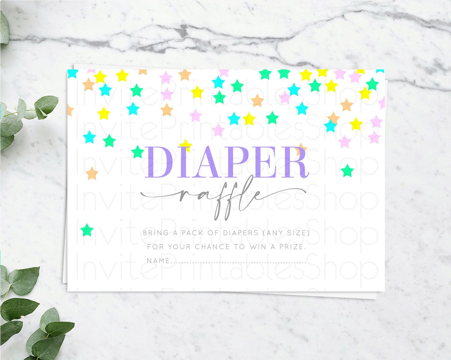 Pastel Star Diaper Raffle Card Shooting Star Diaper Raffle Insert Twinkle Little Star Diaper Ticket Rainbow Confetti Raffle Game D10395