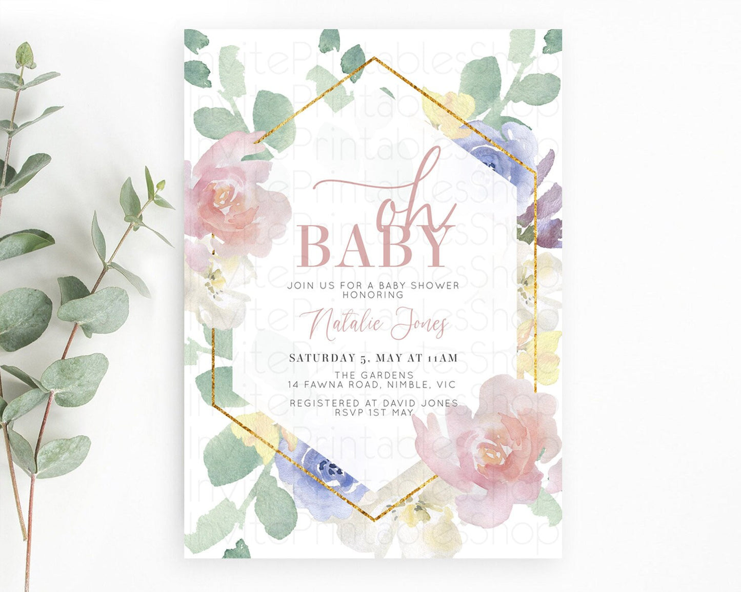 Wildflower Baby Shower Invitation Secret Garden Baby Shower Invitation Pastel Flowers Invite Enchanted Garden Shower Floral Theme D10254