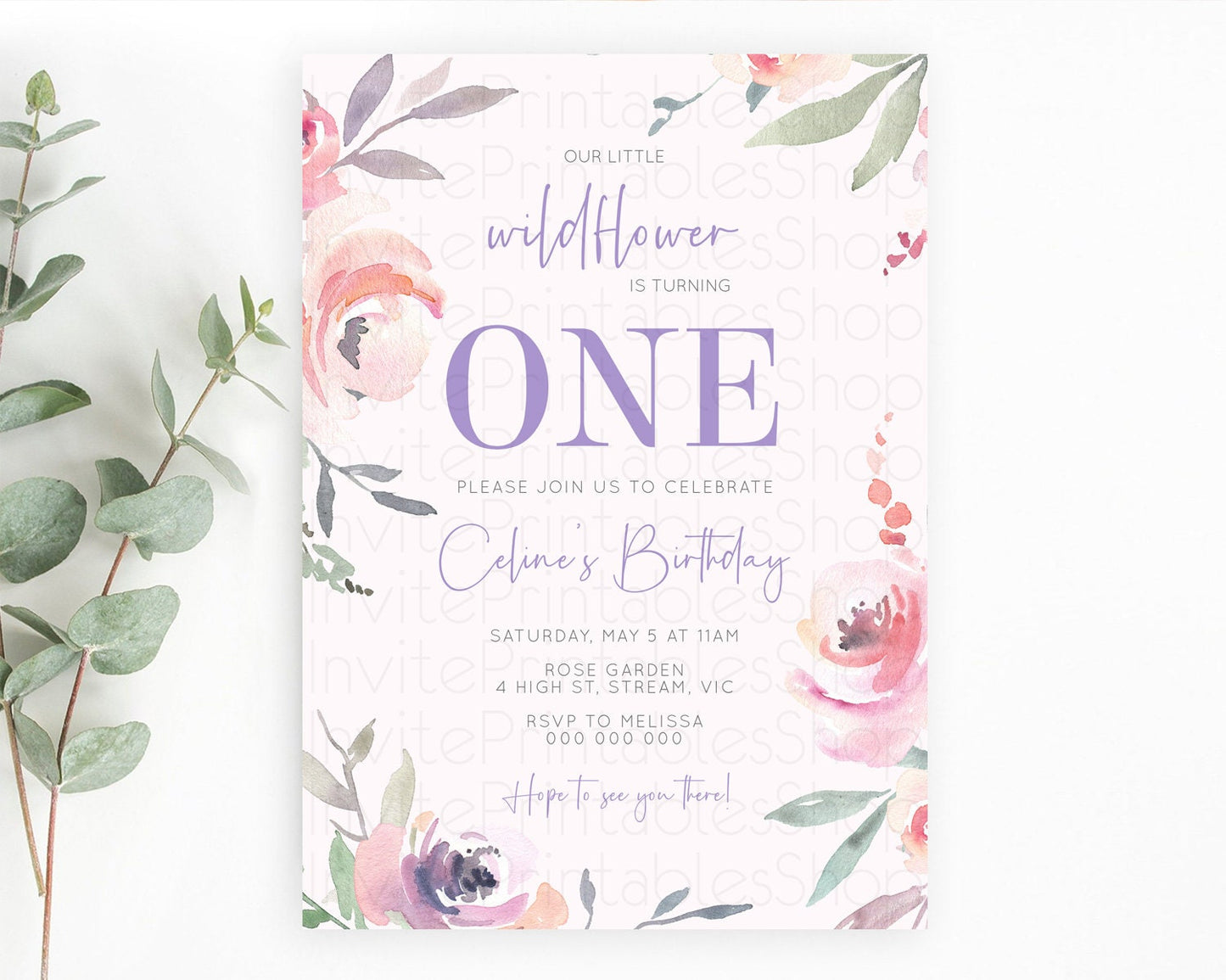 Editable Secret Garden Invitation Wildflower Birthday Invitation Pastel Flow