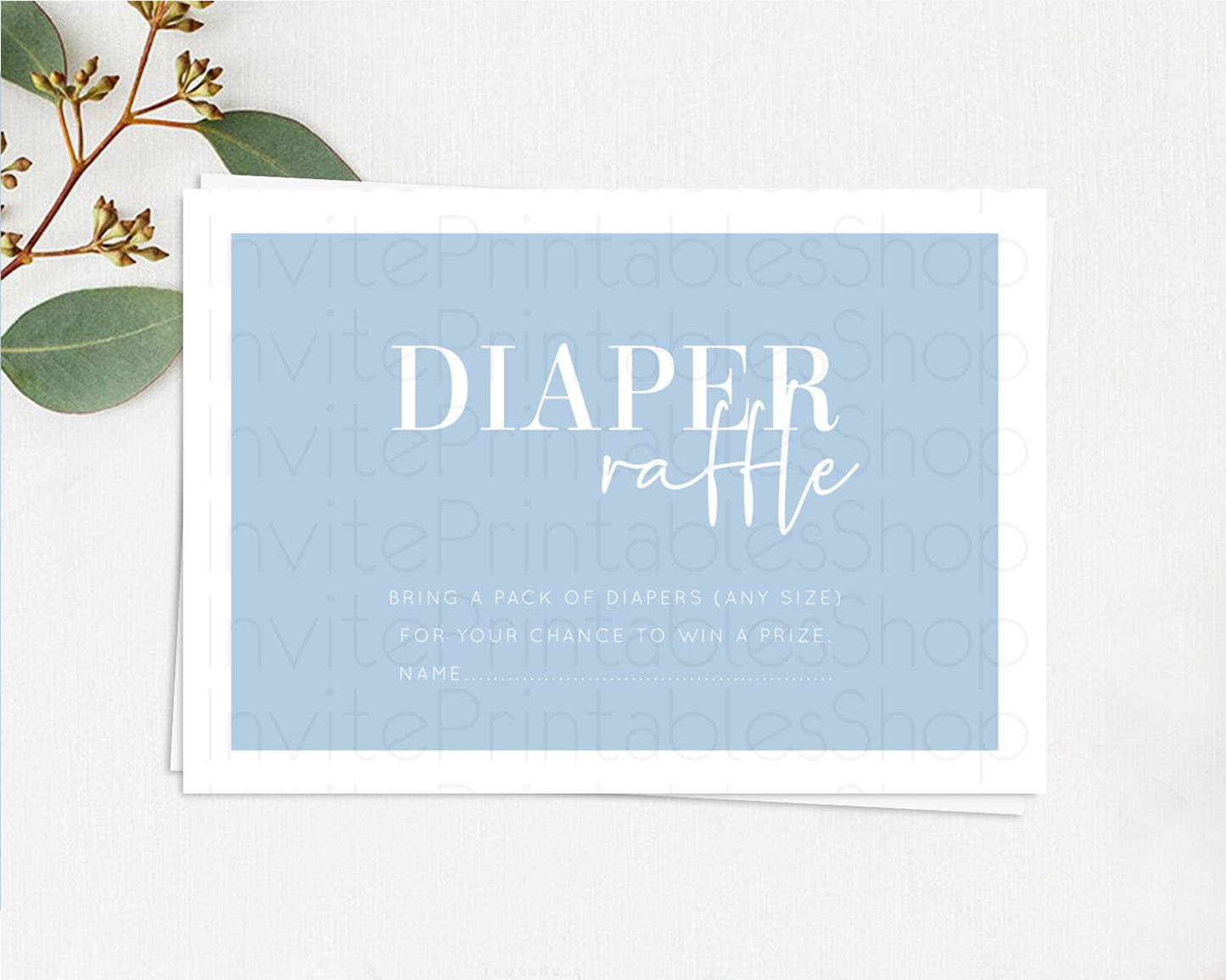 Blue Diaper Raffle Card Plain Blue Diaper Raffle Insert Minimalist Pastel Blue Diaper Ticket Blue Simple Baby Shower Raffle Game D10734