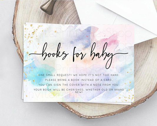 Editable Pastel Books For Baby Card Pastel Rainbow Book Insert Colorful Ombr
