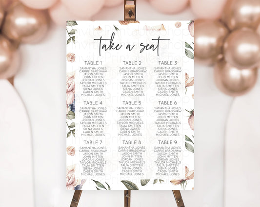 Editable Secret Garden Seating Chart Wildflower Seating Chart Pastel Flowers