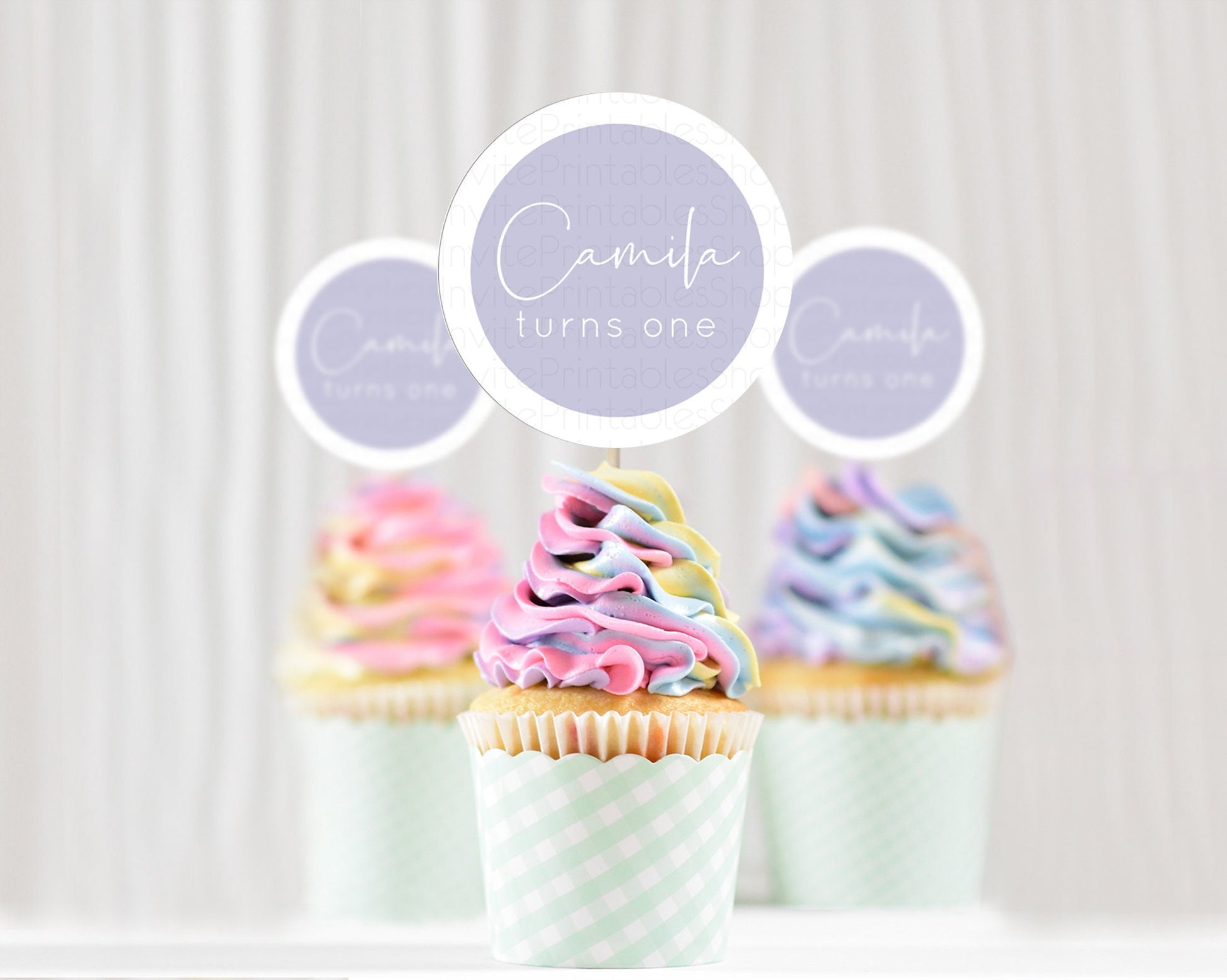 Editable Purple Cupcake Toppers Plain Purple Cupcake Minimalist Purple Cupca