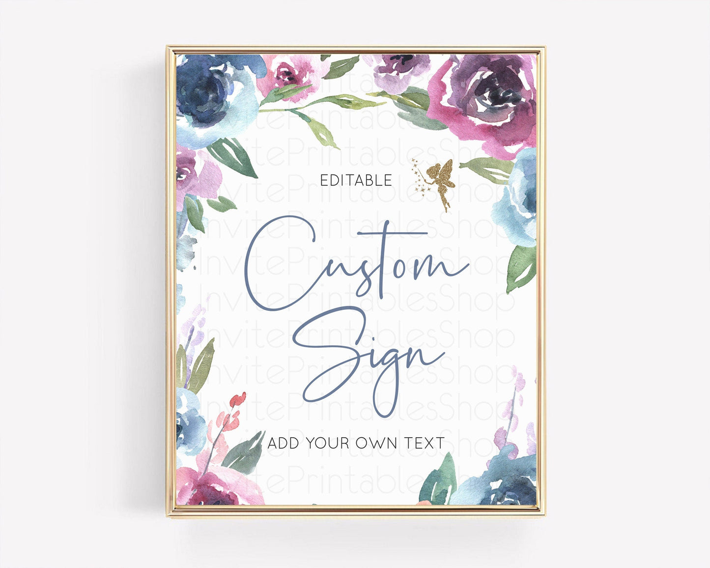 Fairy Sign Enchanted Garden Table Sign Decor Pastel Floral Butterfly Party Secret Garden Birthday Baptism Baby Shower Bridal Shower D10188