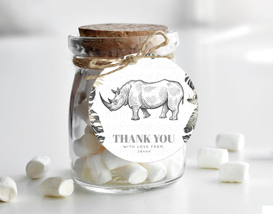 Rhino Thank You Tags Rhino Thank You Gift Tags Rhino Party Favor Tags Rhino Goodie Tag Rhino First Loot Tag First Birthday Thank You D10826