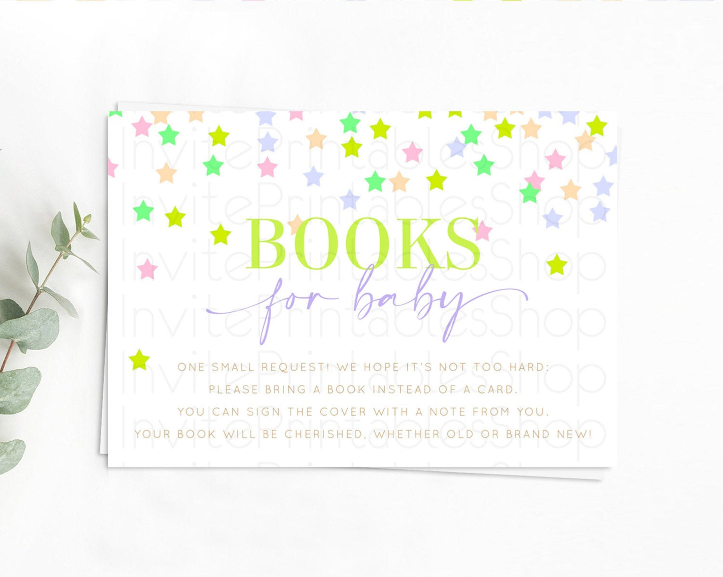 Pastel Star Books For Baby Card Shooting Star Book Insert Twinkle Little Star Book Card Rainbow Confetti Guests Book Poem Request D10396