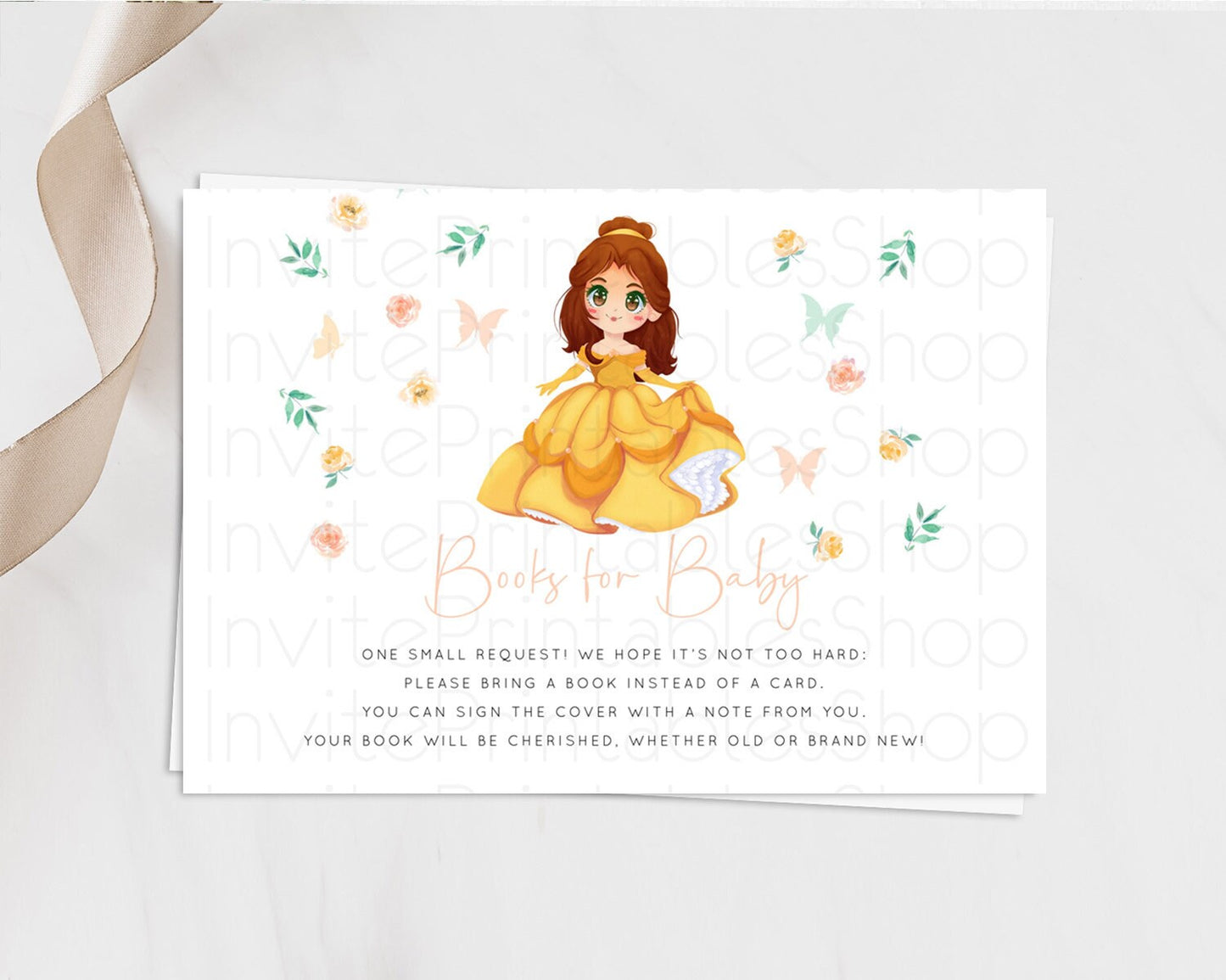 Princess Books For Baby Card Castle Book Card Insert Secret Garden Enchanted Castle Pastel Floral Garden Baby Shower Poem Request D10890