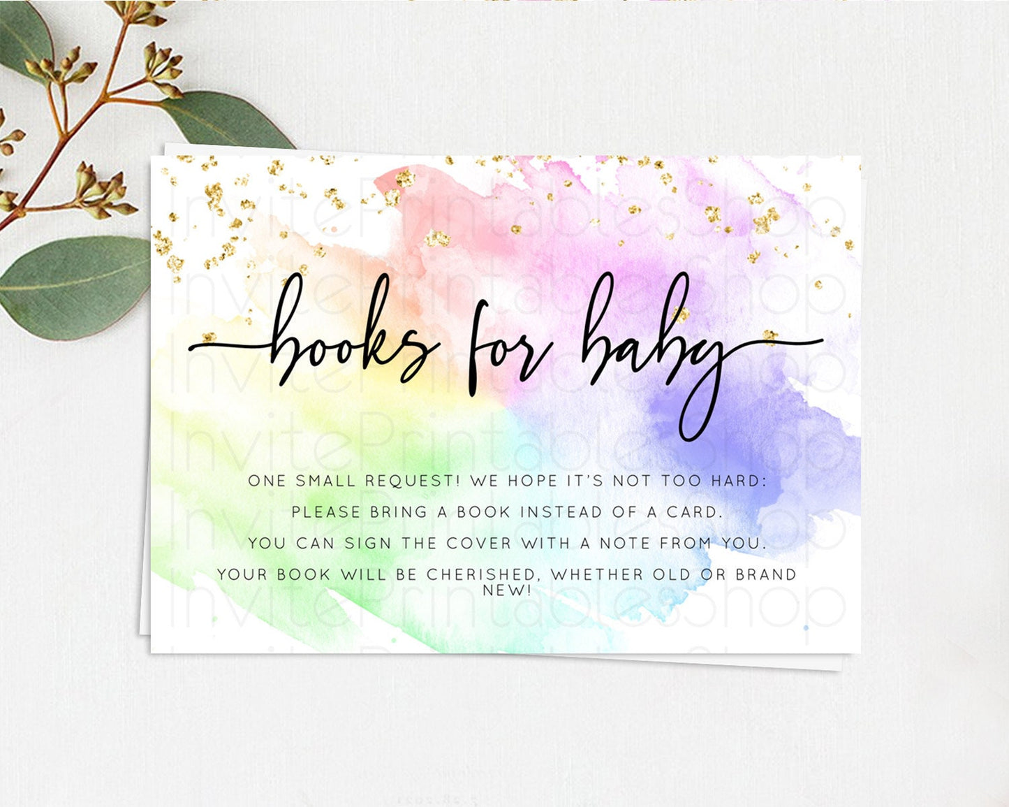 Pastel Books For Baby Card Pastel Rainbow Book Insert Colorful Ombre Watercolor Book Card Confetti Glitter Baby Book Poem Request D10316