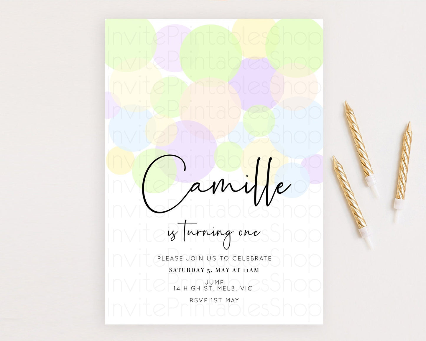 Pastel Birthday Invitation Pastel Confetti Birthday Invitation Bubbles Invitation Colorful Rainbow Confetti 2nd 1st First Birthday D10228
